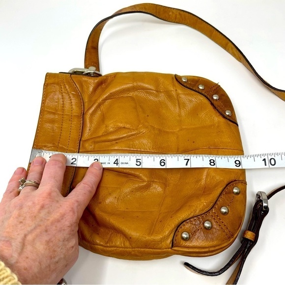 B. Makowsky Studded Leather Crossbody Purse – Cheetah Lining, Adjustable Strap - Picture 9 of 15